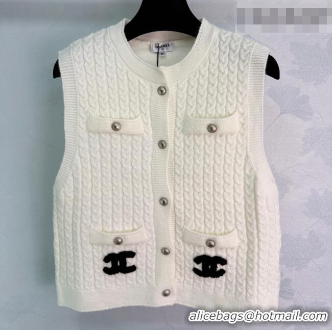Buy Discount Chanel Knit Vest CH031110 White 2026