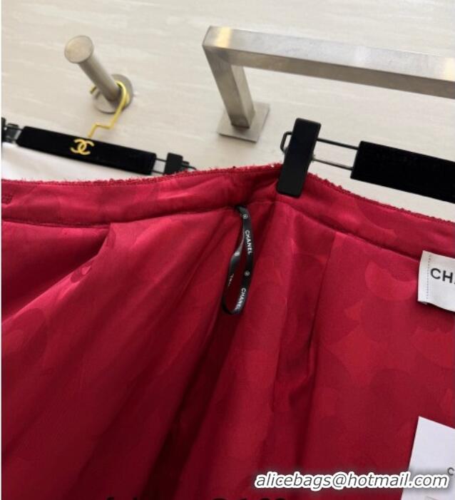 Luxury Cheap Chanel Tweed Skirt CH0311012 Red 2026
