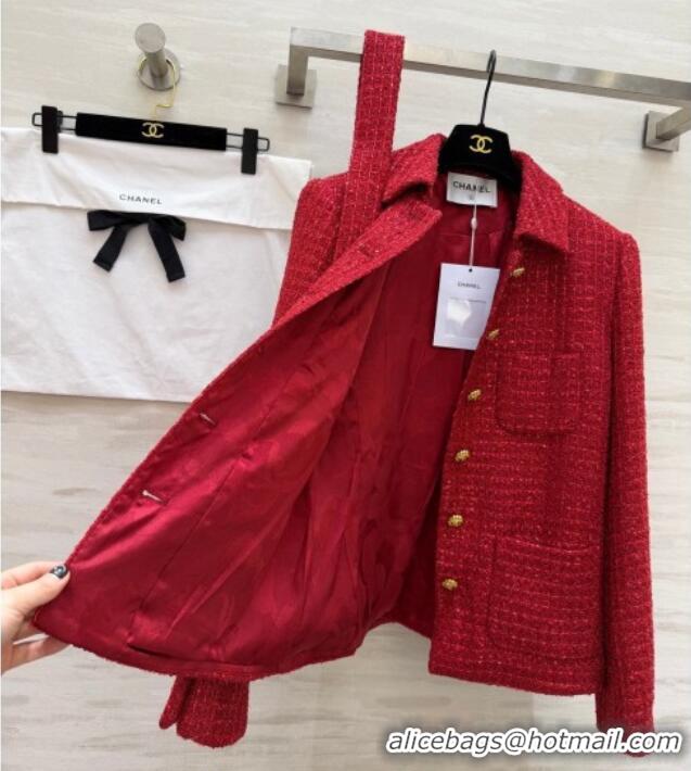 Top Grade Chanel Tweed Jacket CH0311012 Red 2026
