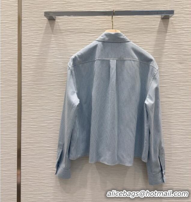 Traditional Discount Miu Miu Cotton Striped Shirt MM031101 Blue 2026
