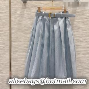 Best Product Miu Miu Cotton Striped Skirt MM031101 Blue 2026