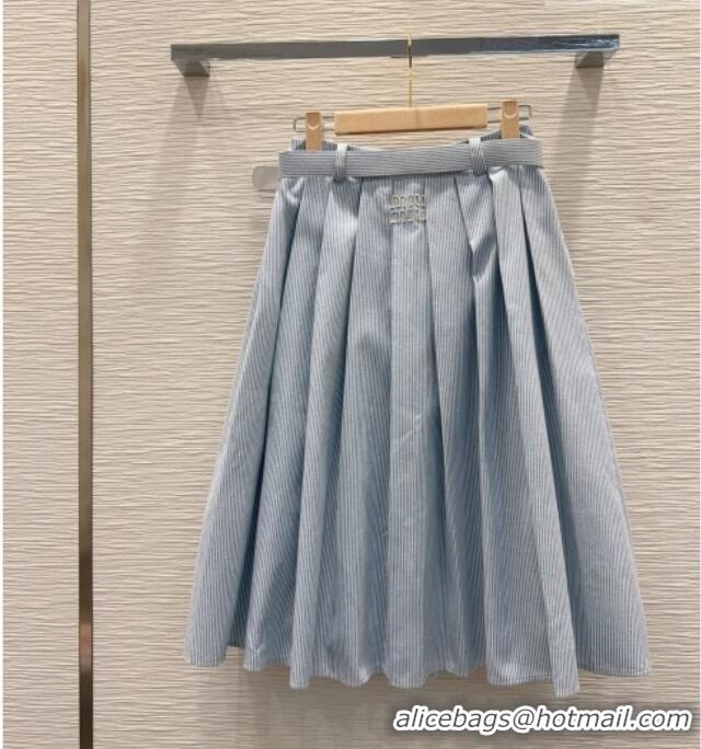 Best Product Miu Miu Cotton Striped Skirt MM031101 Blue 2026