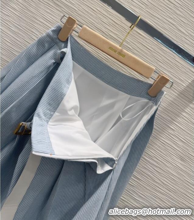 Best Product Miu Miu Cotton Striped Skirt MM031101 Blue 2026