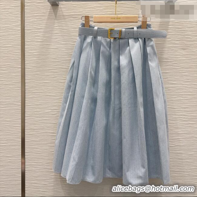 Best Product Miu Miu Cotton Striped Skirt MM031101 Blue 2026