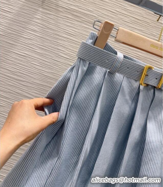 Best Product Miu Miu Cotton Striped Skirt MM031101 Blue 2026
