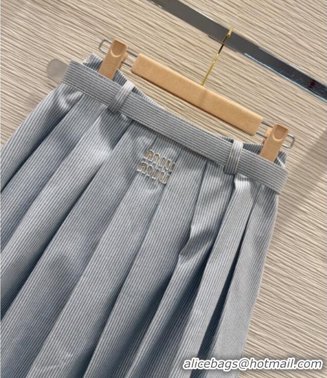 Best Product Miu Miu Cotton Striped Skirt MM031101 Blue 2026