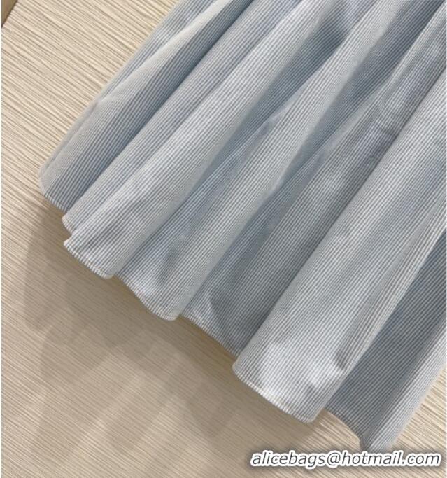Best Product Miu Miu Cotton Striped Skirt MM031101 Blue 2026