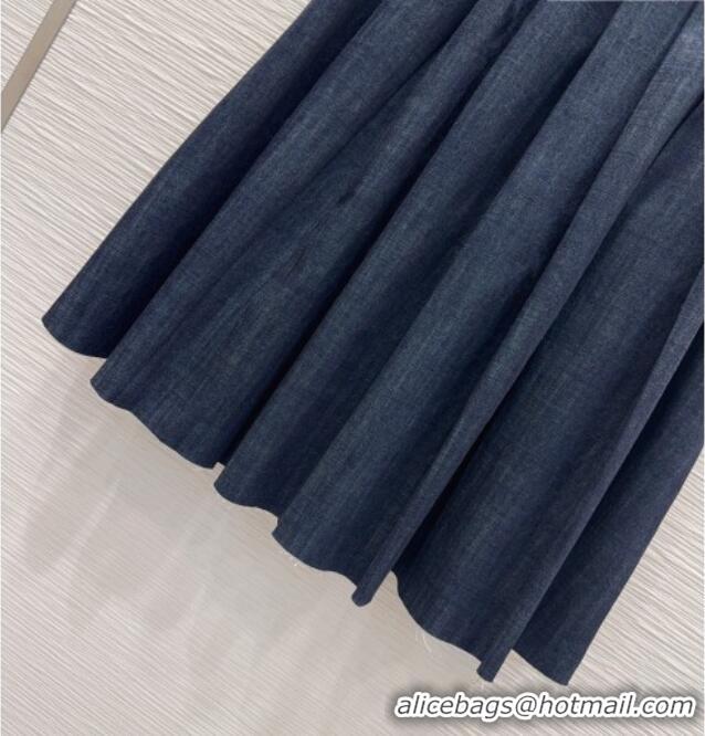 New Design Miu Miu Denim Striped Skirt MM031101 Blue 2026