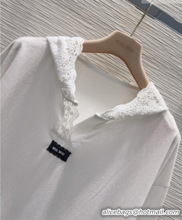 Buy Fashionable Miu Miu Cotton Shirt with Lace MM031102 White 2026
