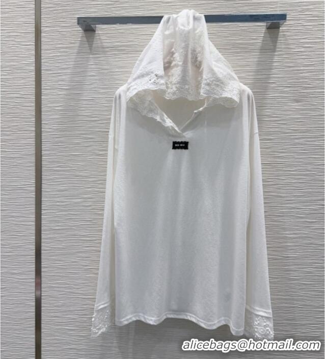 Buy Fashionable Miu Miu Cotton Shirt with Lace MM031102 White 2026