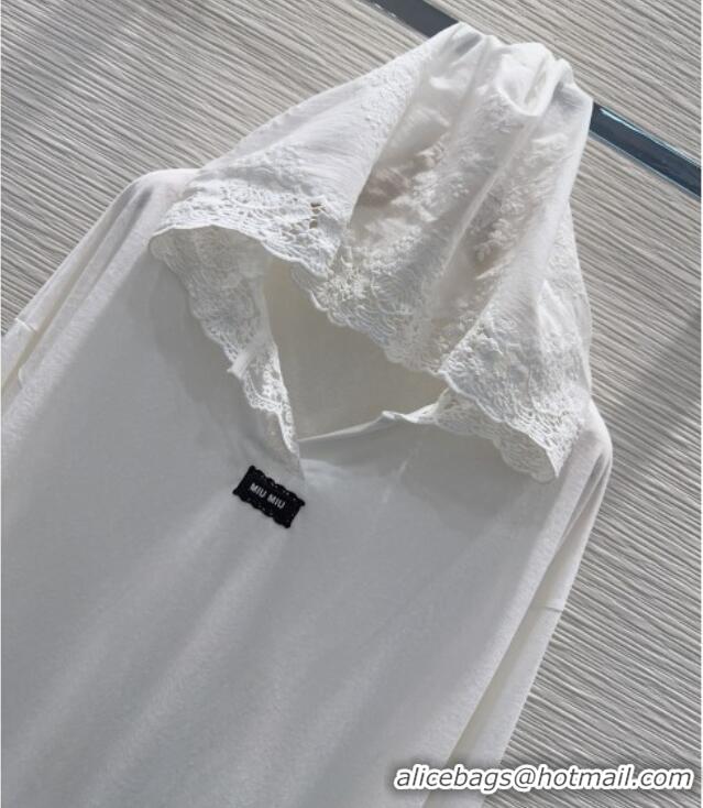 Buy Fashionable Miu Miu Cotton Shirt with Lace MM031102 White 2026