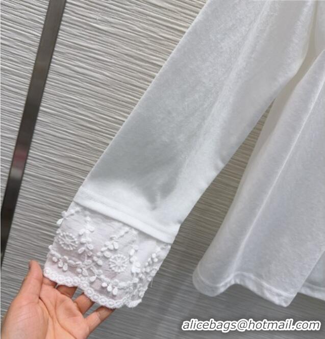 Buy Fashionable Miu Miu Cotton Shirt with Lace MM031102 White 2026