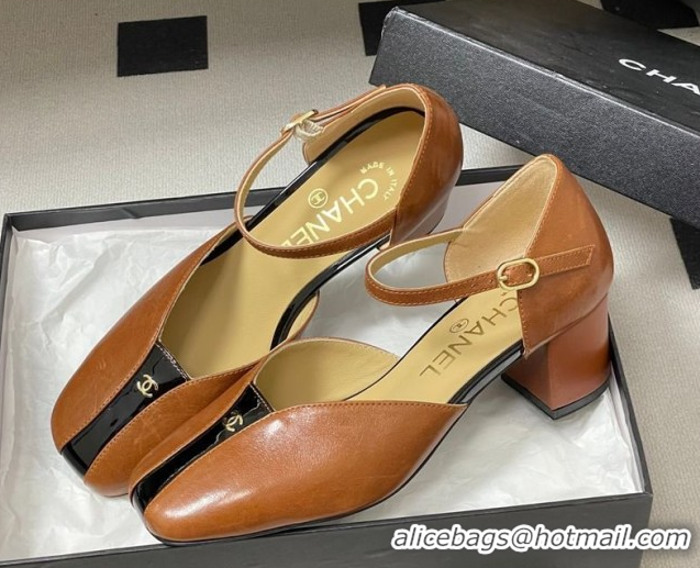 Grade Quality Chanel Lambskin & Patent Leather Mary Janes Pumps 4.5cm CH030611 Brown 2026