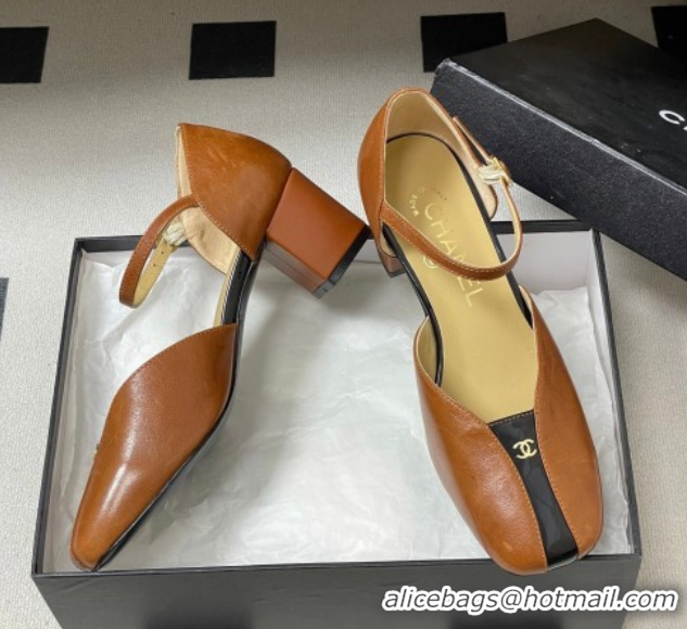 Grade Quality Chanel Lambskin & Patent Leather Mary Janes Pumps 4.5cm CH030611 Brown 2026