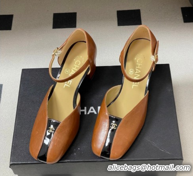 Grade Quality Chanel Lambskin & Patent Leather Mary Janes Pumps 4.5cm CH030611 Brown 2026
