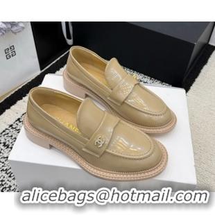 Popular Style Chanel Calfskin Leather Loafers with Strass CC Strap G46995 Beige 2026
