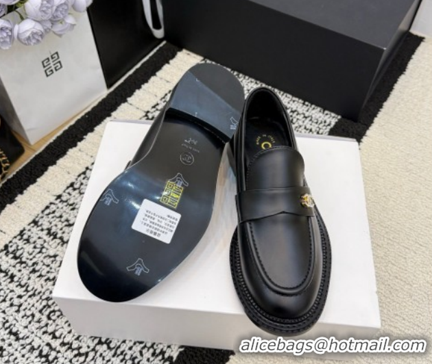 Best Product Chanel Calfskin Leather Loafers with Strass CC Strap G46995 Black 2026
