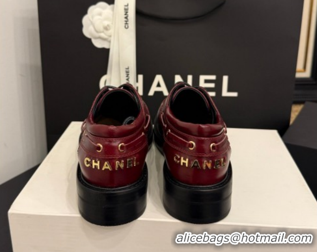 Stylish Chanel Shiny Calfskin Leather Laced-up Shoes CH030615 Red 2026