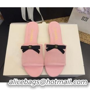 Purchase Chanel Mesh Flat Slides Sandal wih Bow G47023 Pink 2026