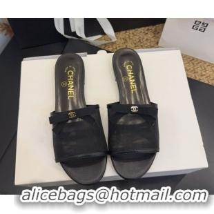 Best Grade Chanel Mesh Flat Slides Sandal wih Bow G47023 Black 2026