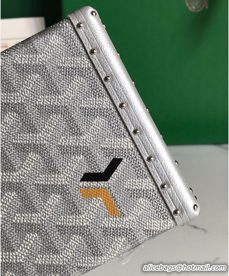 Original Cheap New Goyard Minaudiere Trunk Case Bag G7972 Silver