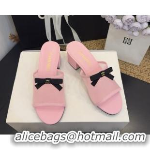 Luxurious Chanel Mesh Heel Slides Sandal wih Bow G47023 Pink 2026
