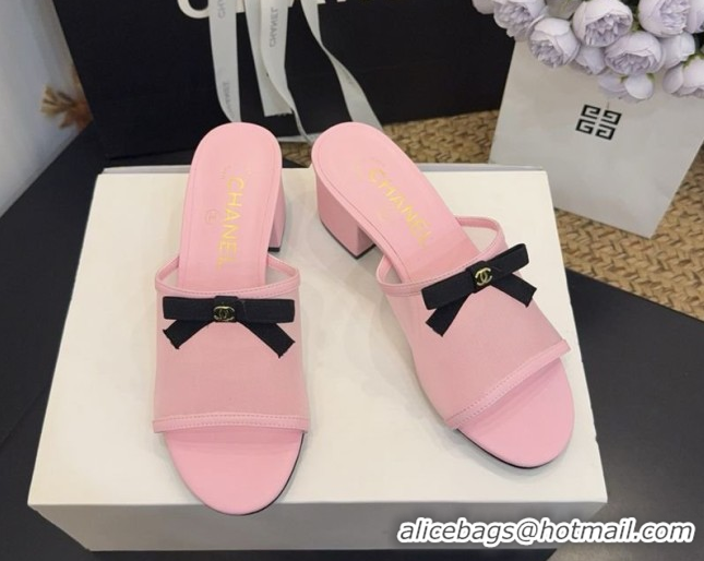 Luxurious Chanel Mesh Heel Slides Sandal wih Bow G47023 Pink 2026