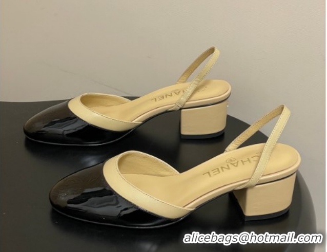 Popular Style Chanel Lambskin & Patent Calfskin Leather Pumps 4.5cm G47175 Beige/Black 2026