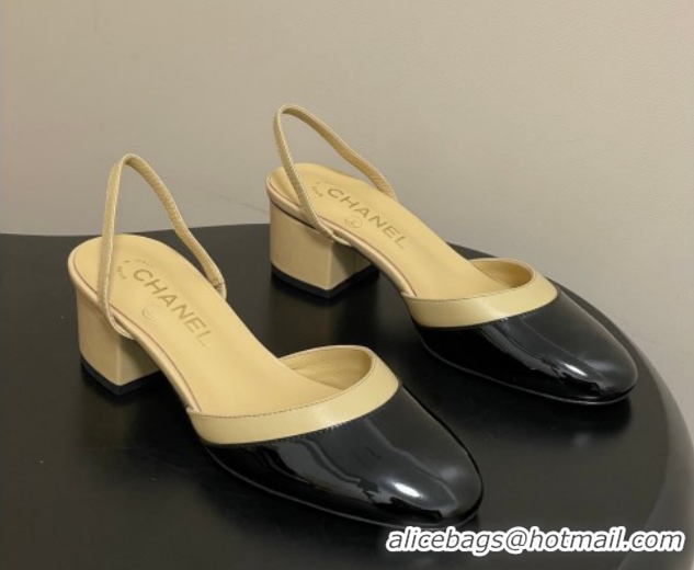 Popular Style Chanel Lambskin & Patent Calfskin Leather Pumps 4.5cm G47175 Beige/Black 2026