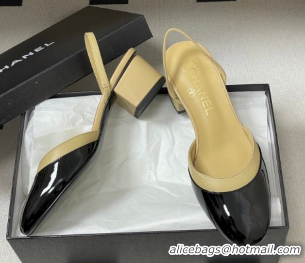 Popular Style Chanel Lambskin & Patent Calfskin Leather Pumps 4.5cm G47175 Beige/Black 2026