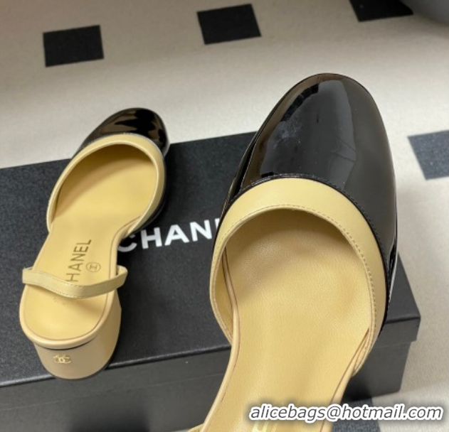Popular Style Chanel Lambskin & Patent Calfskin Leather Pumps 4.5cm G47175 Beige/Black 2026