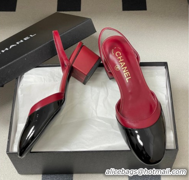 Sophisticated Chanel Lambskin & Patent Calfskin Leather Pumps 4.5cm G47175 Red/Black 2026