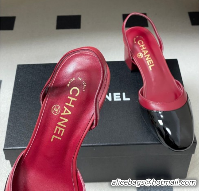 Sophisticated Chanel Lambskin & Patent Calfskin Leather Pumps 4.5cm G47175 Red/Black 2026
