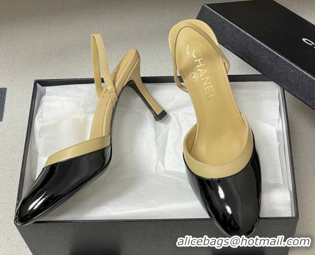 Top Design Chanel Lambskin & Patent Calfskin Leather Pumps 7.5cm G47175 Beige/Black 2026