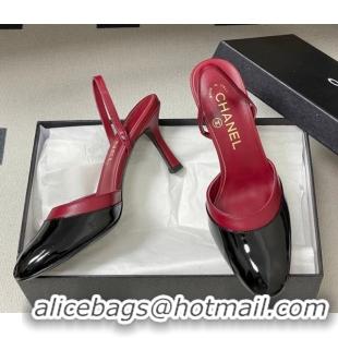 Shop Duplicate Chanel Lambskin & Patent Calfskin Leather Pumps 7.5cm G47175 Red/Black 2026