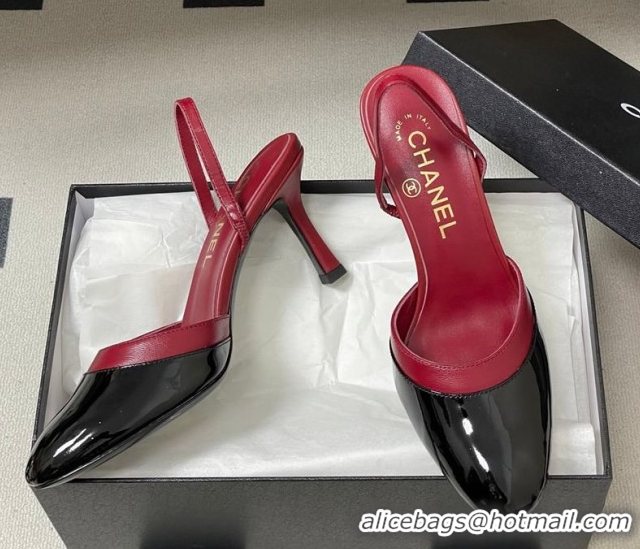 Shop Duplicate Chanel Lambskin & Patent Calfskin Leather Pumps 7.5cm G47175 Red/Black 2026