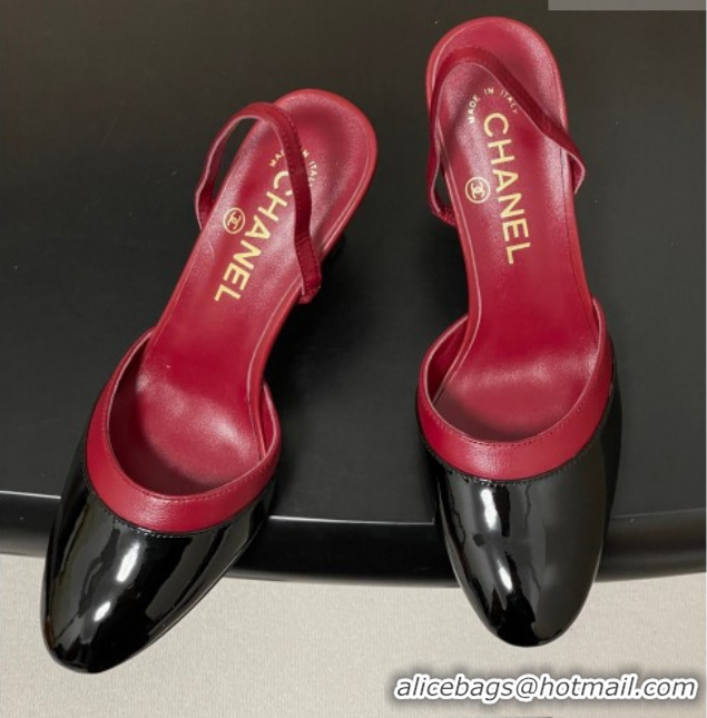 Shop Duplicate Chanel Lambskin & Patent Calfskin Leather Pumps 7.5cm G47175 Red/Black 2026