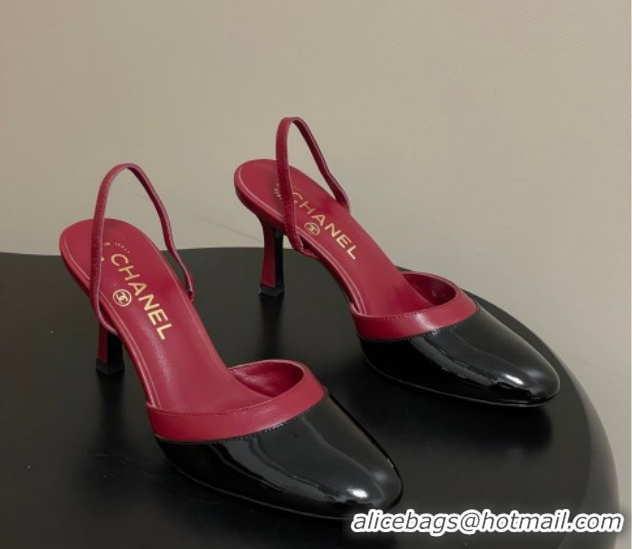 Shop Duplicate Chanel Lambskin & Patent Calfskin Leather Pumps 7.5cm G47175 Red/Black 2026