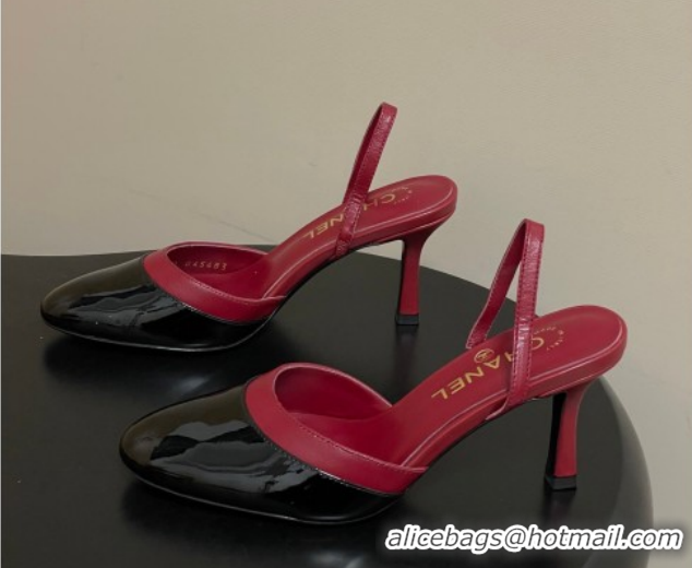 Shop Duplicate Chanel Lambskin & Patent Calfskin Leather Pumps 7.5cm G47175 Red/Black 2026