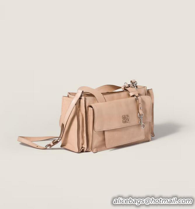 Famous Brand Miu Miu Utilitaire Nappa Leather Shopping Bag 5BG335 Beige