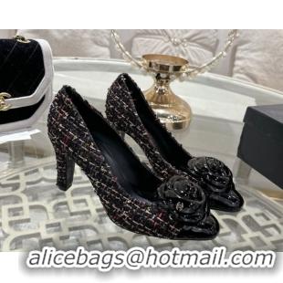 Best Product Chanel Tweed & Patent Leather Pumps 8.5cm with Camellia Bloom CH030704 Black2 2026