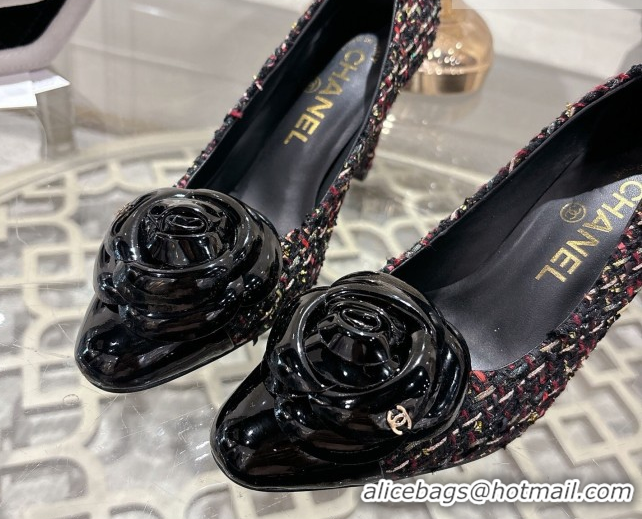 Best Product Chanel Tweed & Patent Leather Pumps 8.5cm with Camellia Bloom CH030704 Black2 2026