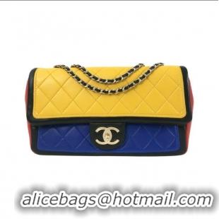 Promotional Chanel Primary Tri-Color Quilted Leather Flap Bag A11112 Multicolor