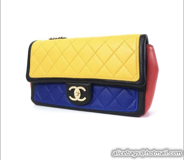 Promotional Chanel Primary Tri-Color Quilted Leather Flap Bag A11112 Multicolor