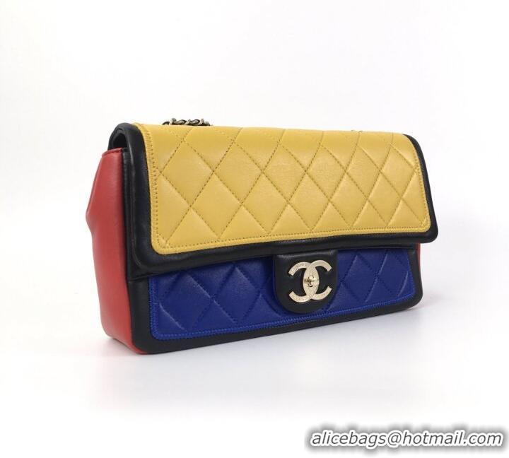 Promotional Chanel Primary Tri-Color Quilted Leather Flap Bag A11112 Multicolor