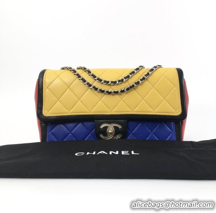 Promotional Chanel Primary Tri-Color Quilted Leather Flap Bag A11112 Multicolor