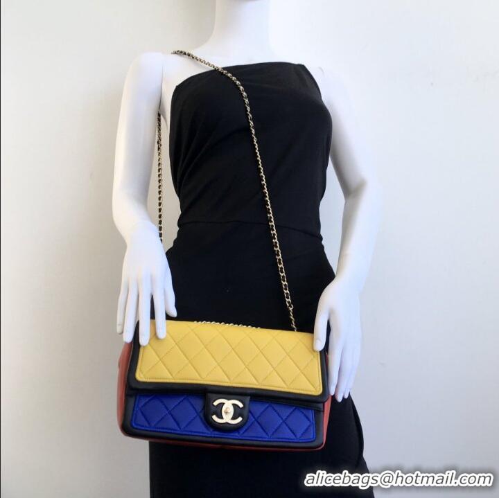 Promotional Chanel Primary Tri-Color Quilted Leather Flap Bag A11112 Multicolor