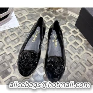 Best Price Chanel Calfskin Patent Leather Pumps 8.5cm with Camellia Bloom CH030704 Black 2026