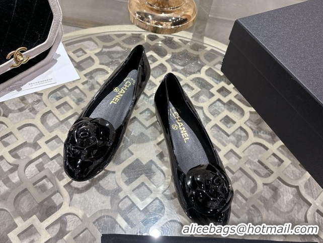 Best Price Chanel Calfskin Patent Leather Pumps 8.5cm with Camellia Bloom CH030704 Black 2026