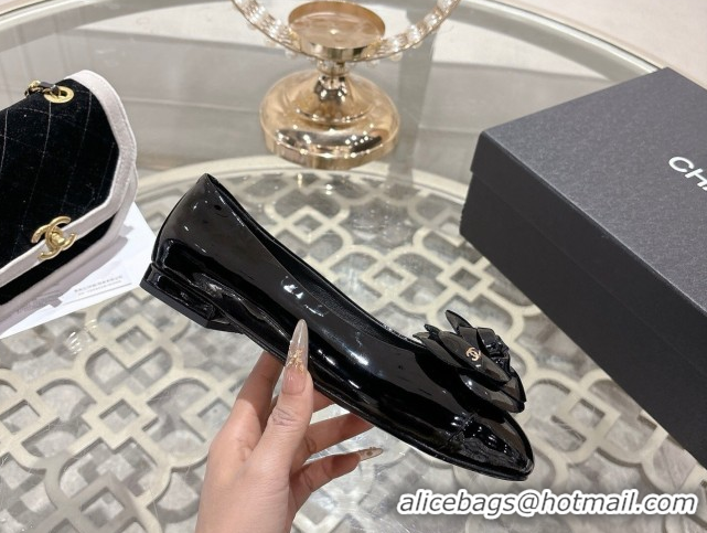 Best Price Chanel Calfskin Patent Leather Pumps 8.5cm with Camellia Bloom CH030704 Black 2026